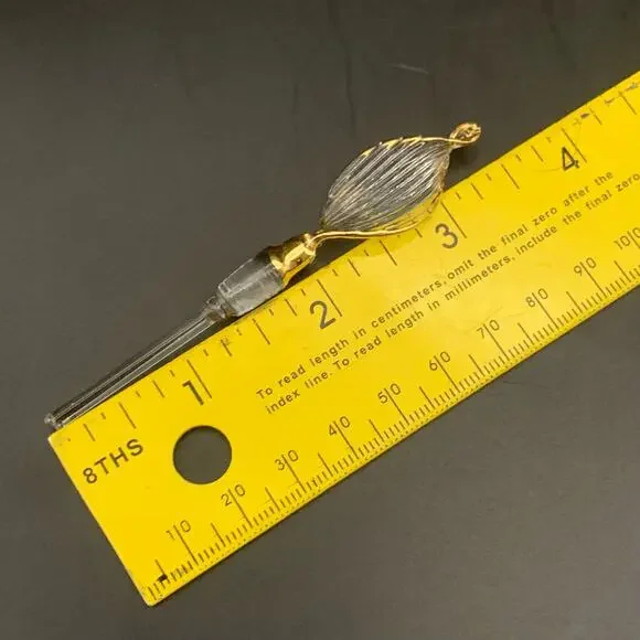 Vintage Egyptian Hand Blown Miniature Glass Empty Bottle Gold Trim Etched - Picture 14 of 14